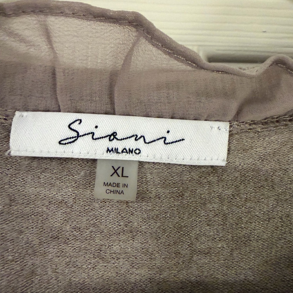Sioni Milano Mixed‑Media Sweater Blouse with Pleated Sleeves – XL - Picture 4 of 5
